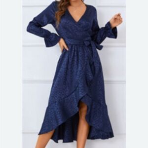 Kormei Elegant Navy Wrap Dress Size Large CB-20